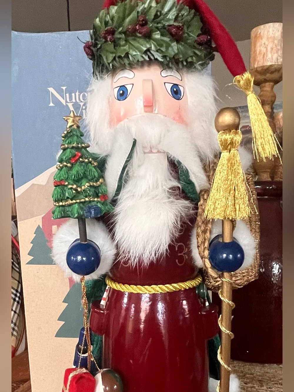 Nutcracker Village Holiday Nutcracker Wood Santa Figurine Musical-15”